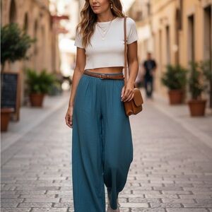 Chic Blue Wide-Leg Pants